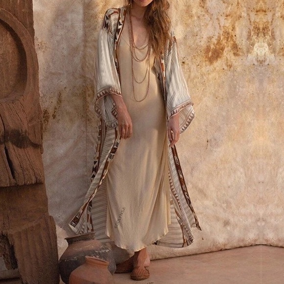 Amangari Aztec Desert Cotton Elegant Kimono Duster - Picture 5 of 9